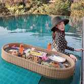 Simple Internet celebrity rattan basket floating round water tray Bali homestay hotel villa swimming pool dinner plate garden